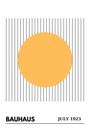 Orange Circle Black Lines Bauhaus Poster