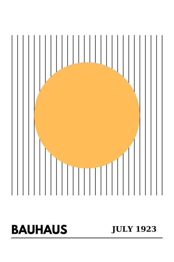Orange Circle Black Lines Bauhaus Poster