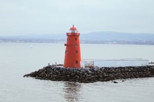Red Poolbeg Lighthouse Dublin Ireland Poster and canvas wall art print