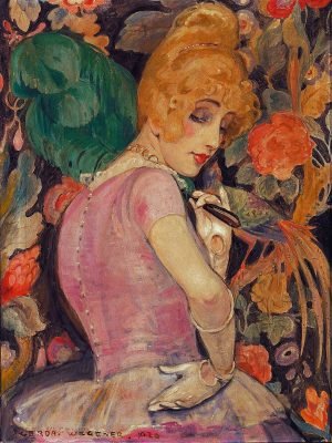 Portrait of Lili Elbe with Green Feather Fan Gerda Wegener Art prints