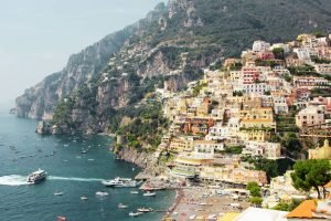 Positano at the Amalfi Coast poster and framed canvas art print