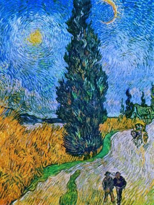 Road with Cypress and Star Vincent van Gogh painting framed poster and canvas art print