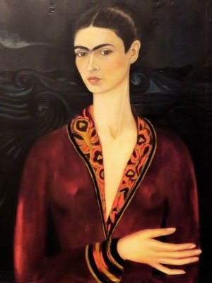 Self Portrait Wearing a Velvet Dress Painting Frida Kahlo canvas art print and framed poster