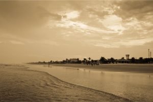 Sepia Beach from Sea Print poster and canvas art