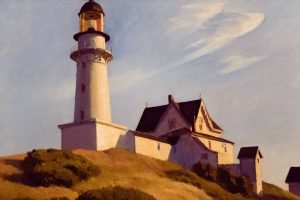 The Lighthouse at Two Lights Edward Hopper painting canvas art and framed poster print