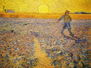 The Sower at Sunset Painting Van Gogh canvas art print and framed poster