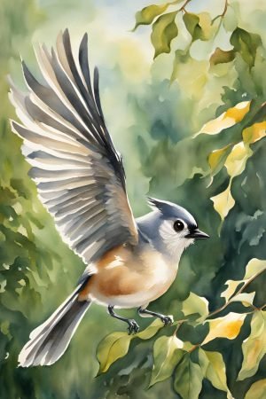 Tufted Titmouse Painting canvas wall art and poster print