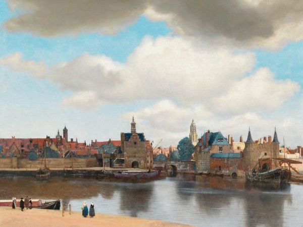 View of Delft Houses Landscape Johannes Vermeer baroque painting canvas wall art and framed poster print