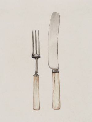 Vintage Knife and Fork Wall Art poster and canvas print