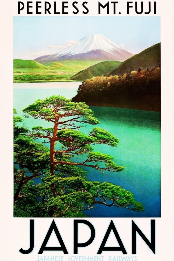 Vintage Mt Fuji Japan Railways Travel Poster