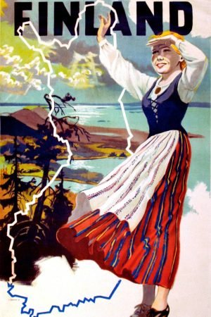 Vintage Vespalainen Finland Travel Poster