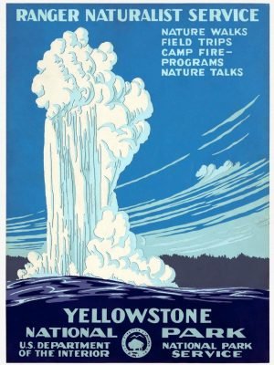 Vintage Yellowstone National Park Poster framed print and canvas wall art
