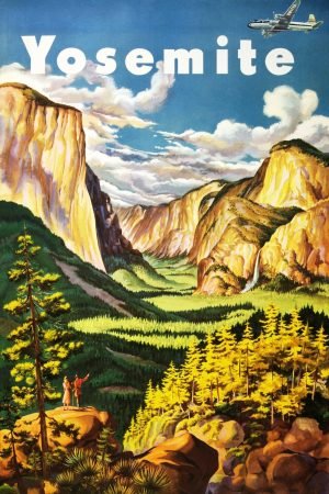 Vintage Yosemite National Park Valley United Air Lines Poster