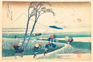 A Sudden Gust of Wind (Ejiri in Suruga Province) Hokusai painting framed poster and canvas art print