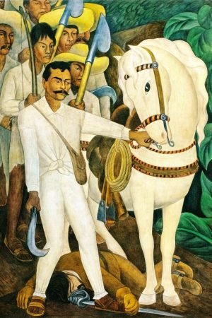 Agrarian Leader Zapata by Diego Rivera mexican muralist canvas wall art print and framed poster