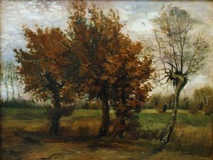 Autumn Landscape with Four Trees Painting Van Gogh canvas art print and framed posters