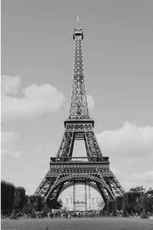 Black and White Paris Eiffel Tower Poster framed print and photography canvas wall art