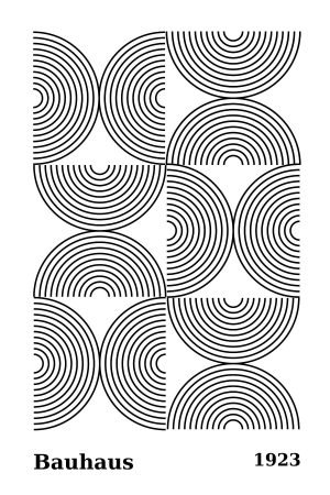 Black and White Semicircles Bauhaus Poster print framed wall art