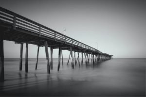 Black and White Virginia Beach Pier wall art framed poster and canvas print