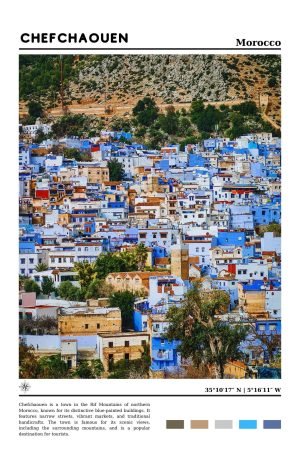 Chefchaouen Morocco Travel Poster framed travel wall art