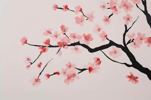 Cherry Blossom Painting Print Feng Shui wall art canvas and framed poster