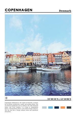 Denmark Copenhagen (København) Travel Poster print framed wall art