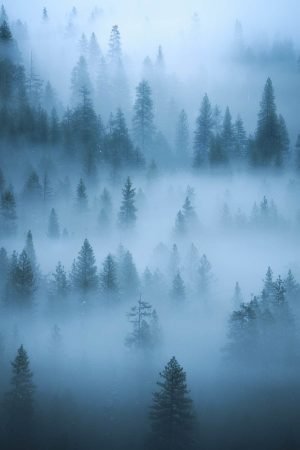 Foggy Forest in Yosemite Valley Wall Art framed picture poster and canvas art print