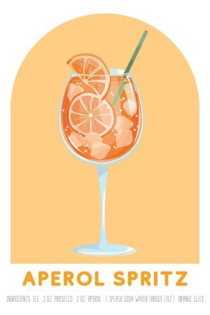 Framed Vintage Aperol Spritz Recipe Poster Print coctail wall art