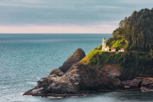 Heceta Head Lighthouse Poster print and framed coastal landscape wall art
