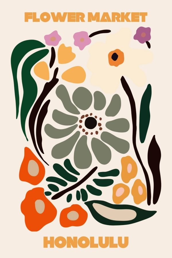 Honolulu Flower Market Poster prinf framed wall art