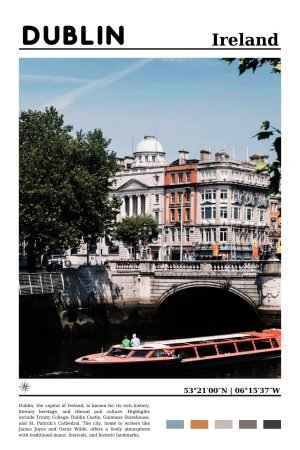 Ireland Dublin Travel Poster print framed wall art