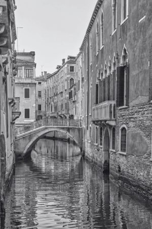 Italy Venice Canal Black and White Photography poster print and framed canvas wall art