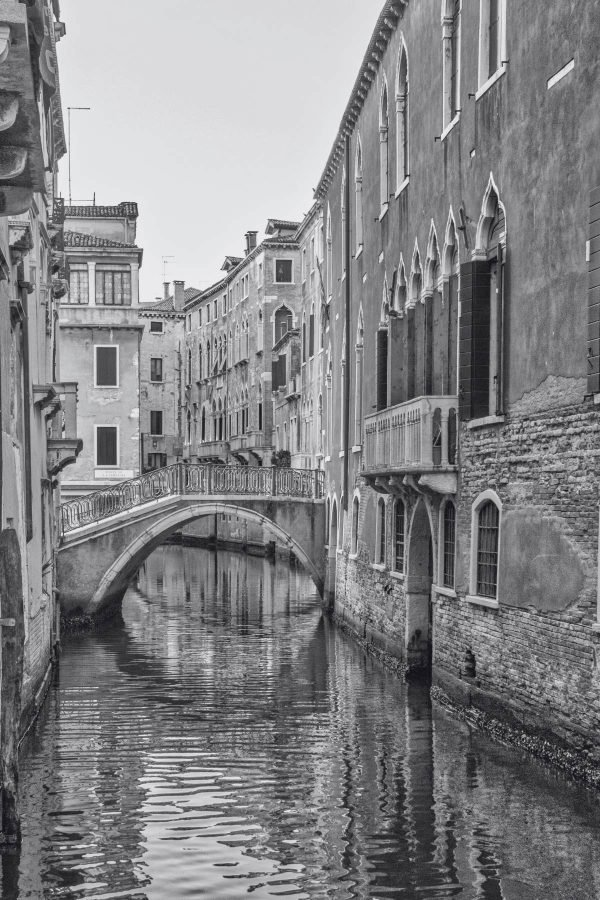 Italy Venice Canal Black and White Photography poster print and framed canvas wall art