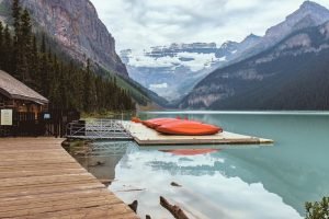 Lake Louise Canoe Dock Poster