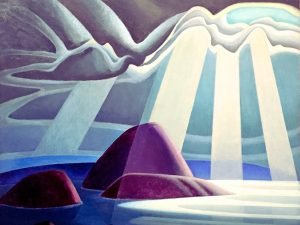 Lawren Harris Lake Superior painting abstract landscape wall art canvas print and framed poster