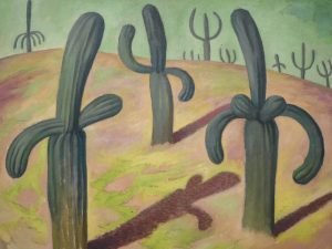 Diego Rivera Landscape with Cacti canvas wall art and framed poster print