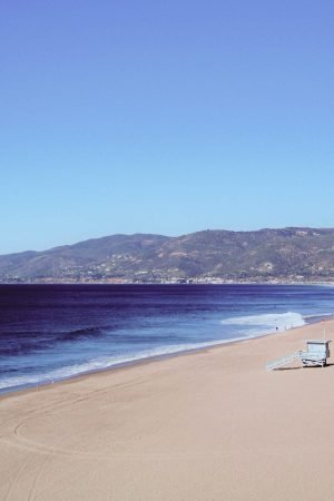 Malibu Beach Poster on a Sunny Day coastal scene print and canvas wall art