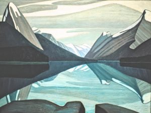 Maligne Lake Jasper Park Lawren Harris painting canvas print and framed poster wall art