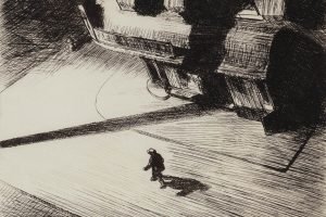 Edward Hopper Night Shadows black white drawing canvas wall art and framed poster print