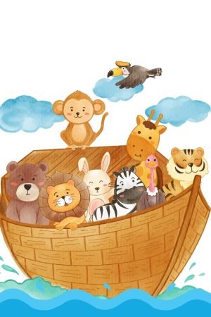 Noahs Ark Nursery Art Print framed poster and canvas wall art for room decor