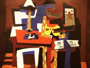 Pablo Picasso Three Musicians painting canvas wall art and framed poster print for sale