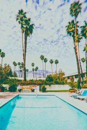 Palm Springs Pool Poster print framed canvas wall art