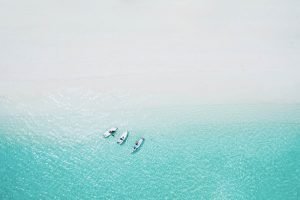 Peddle Boards in Turquoise Sea poster framed