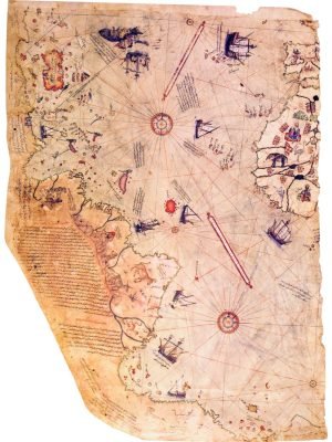 Turkish Admiral Piri Reis 1513 Ancient Map Poster Print and framed canvas wall art