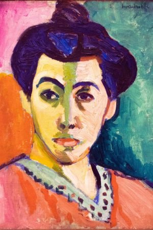 Portrait of Madame Matisse Green Stripe painting canvas print and framed poster by henri matisse wall art