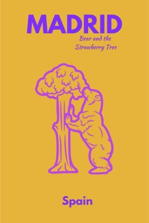 Preppy Madrid Spain Travel Poster framed canvas wall art print