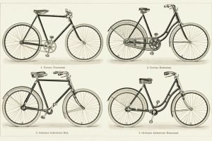Retro Bicycles Drawing poster print and framed canvas wall art