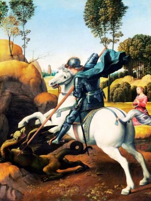 Saint George and the Dragon Print by Raphael painting canvas wall art and framed poster print