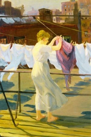 John Sloan Sun And Wind On The Roof Art Print Framed Poster and Canvas Wall Art