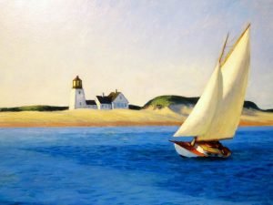 Edward Hopper The Long Leg Sailboat and ocean landscape painting canvas wall art and framed poster print